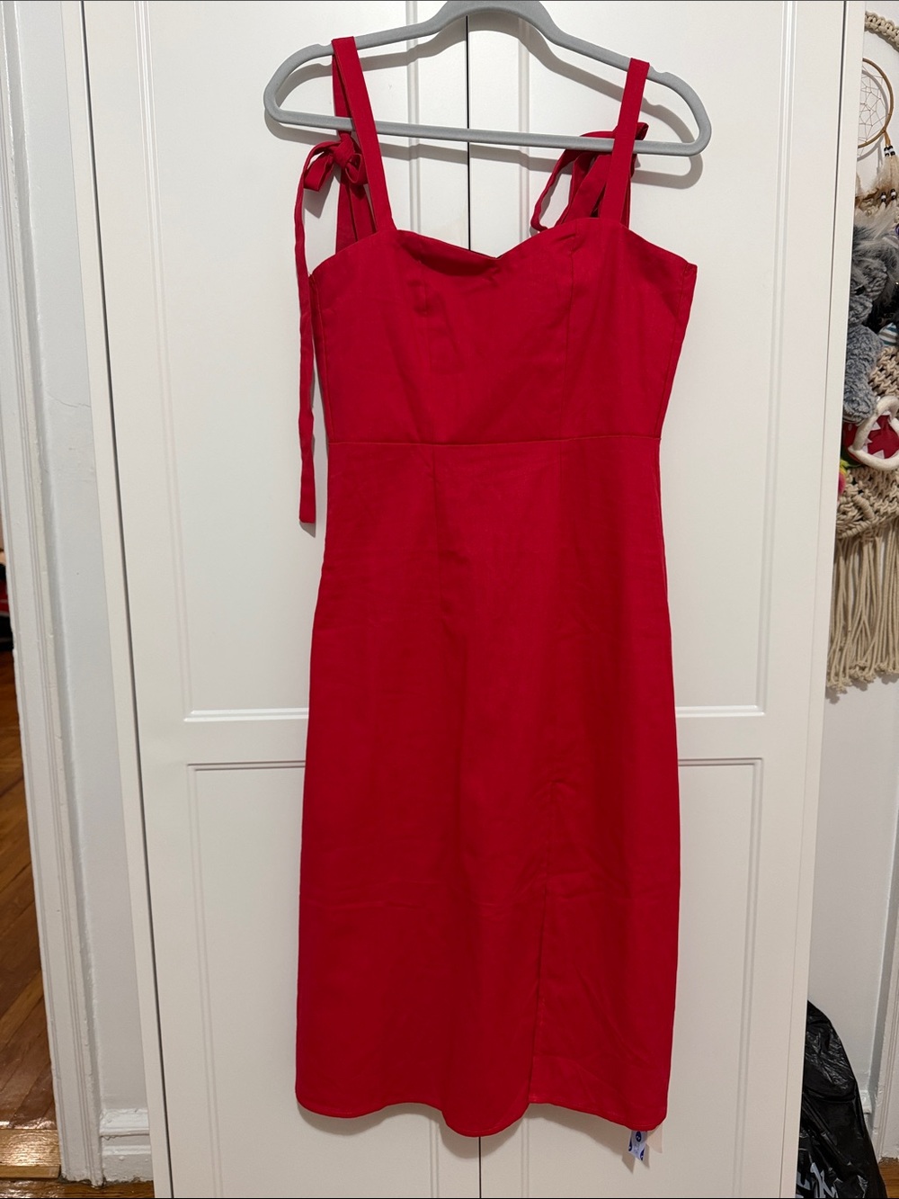 Cider Red Tie-Shoulder Midi Dress